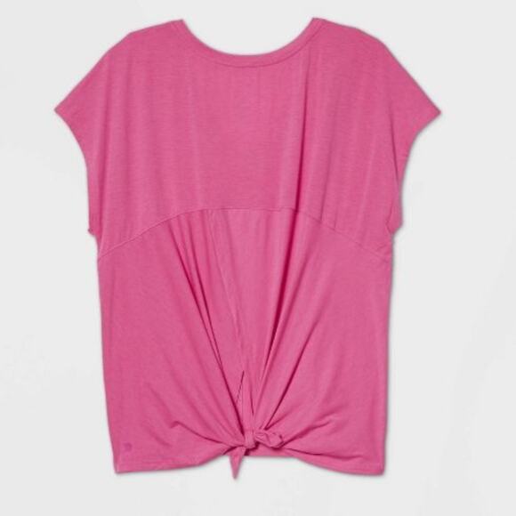 all in motion Fuchsia Short Sleeve Tie Back V-Neck T-Shirt Size XS - Picture 2 of 7